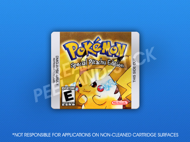 Pokemon Yellow Game Boy Cover Decal/Sticker 