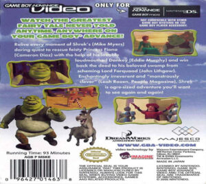 GameBoy Advance Video - Shrek (back)