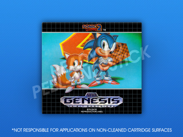 Sonic the Hedgehog 2 Sega Genesis Replacement Label Sticker 