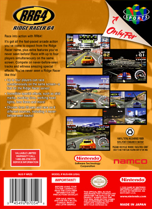 Ridge Racer Case N64 – Ridge Racer 64 (back) - Retro Game Cases